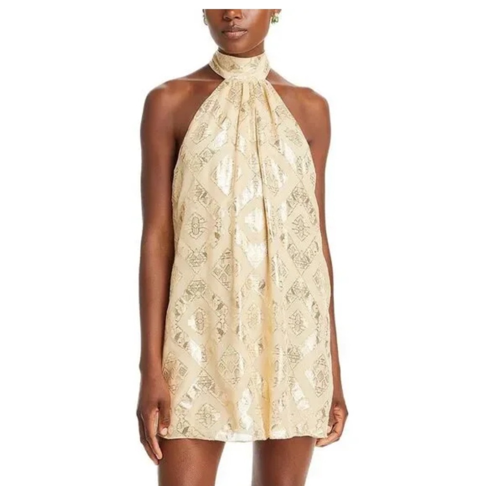 Ramy Brook Shimmering Metallic Sam Gold Dress